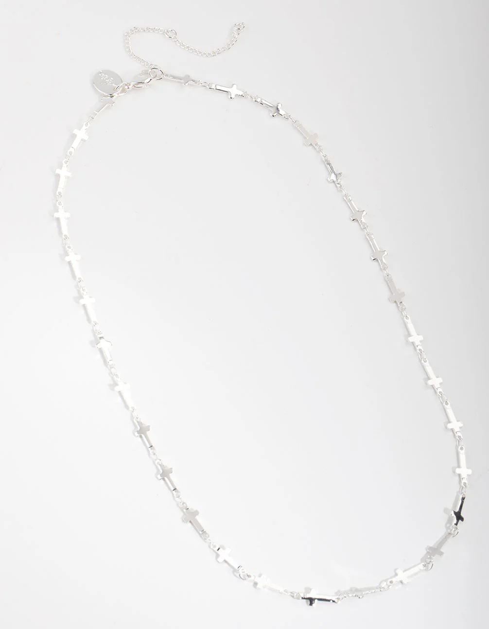 Silver Plated Cross Station Necklace - Image 2