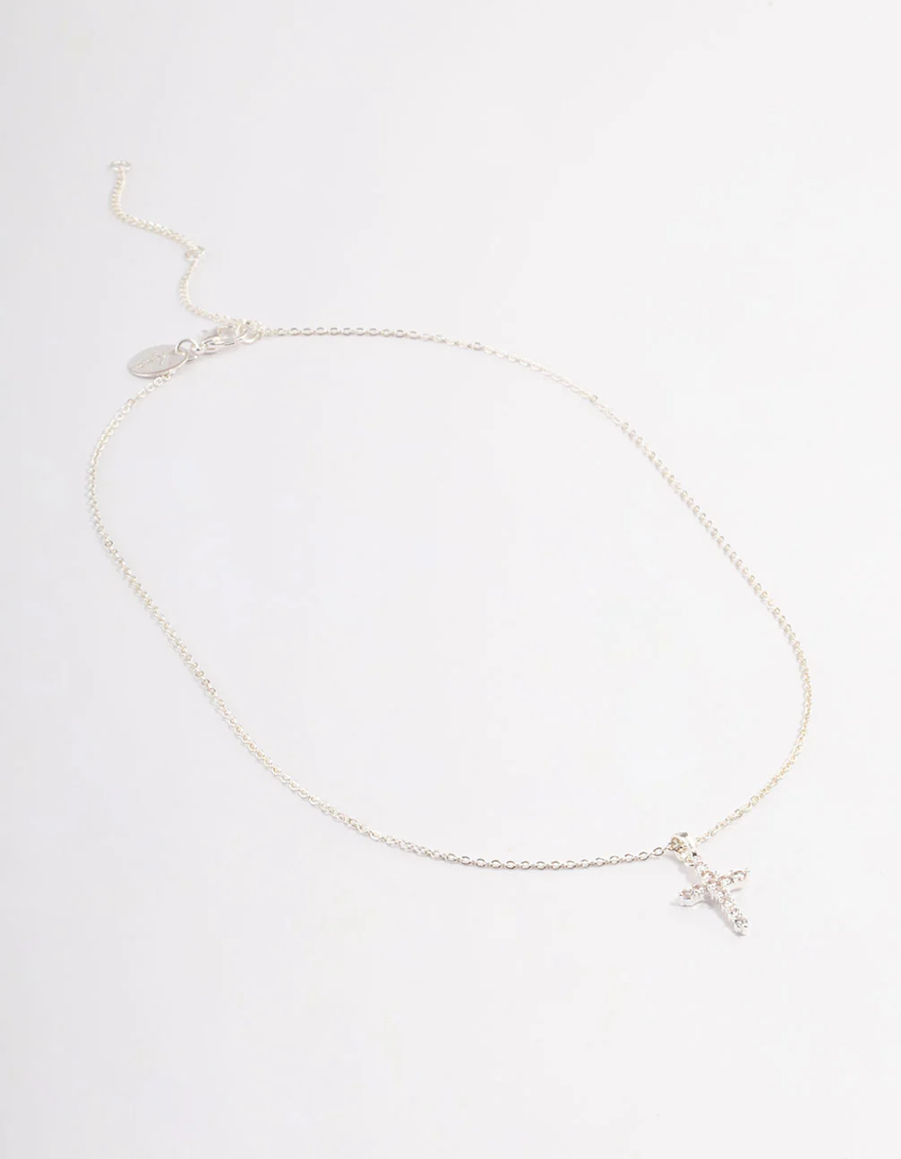 Silver Plated Cubic Zirconia Cross Fine Chain Necklace - Image 2