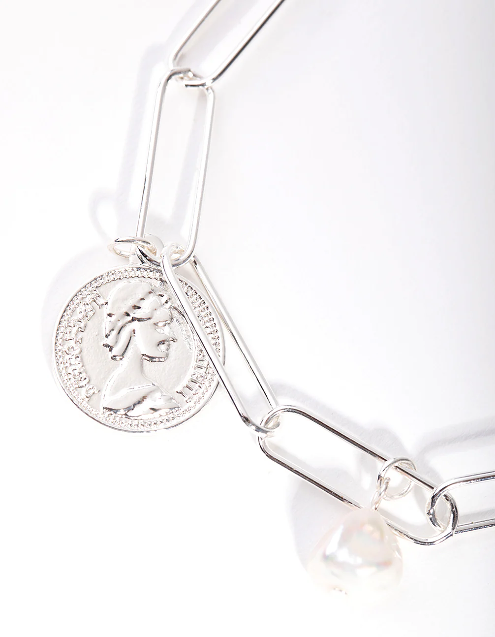 Silver Plated Rectangle Freshwater Pearl Bracelet - Image 2