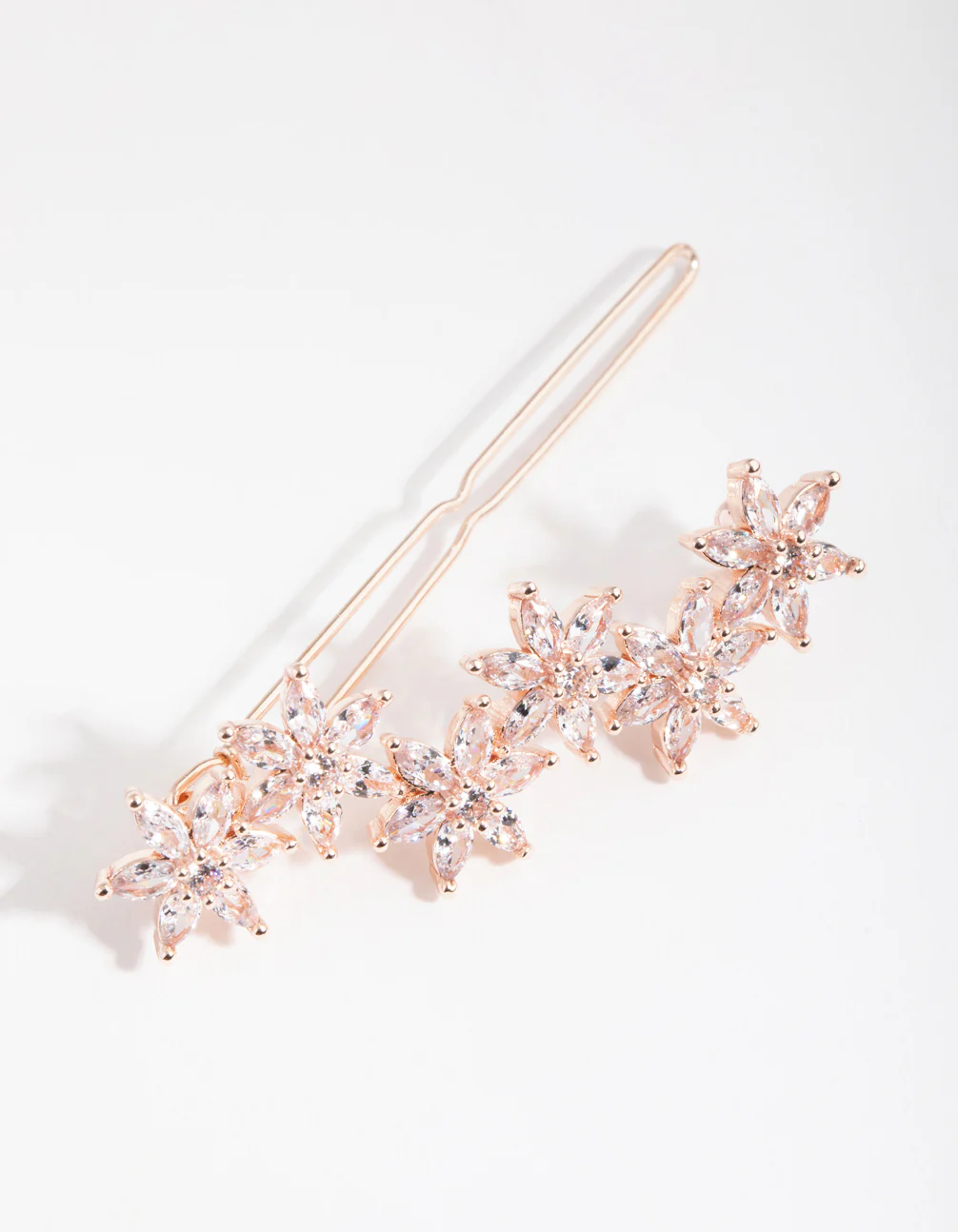 Rose Gold Cubic Zirconia Flower Clip - Image 2