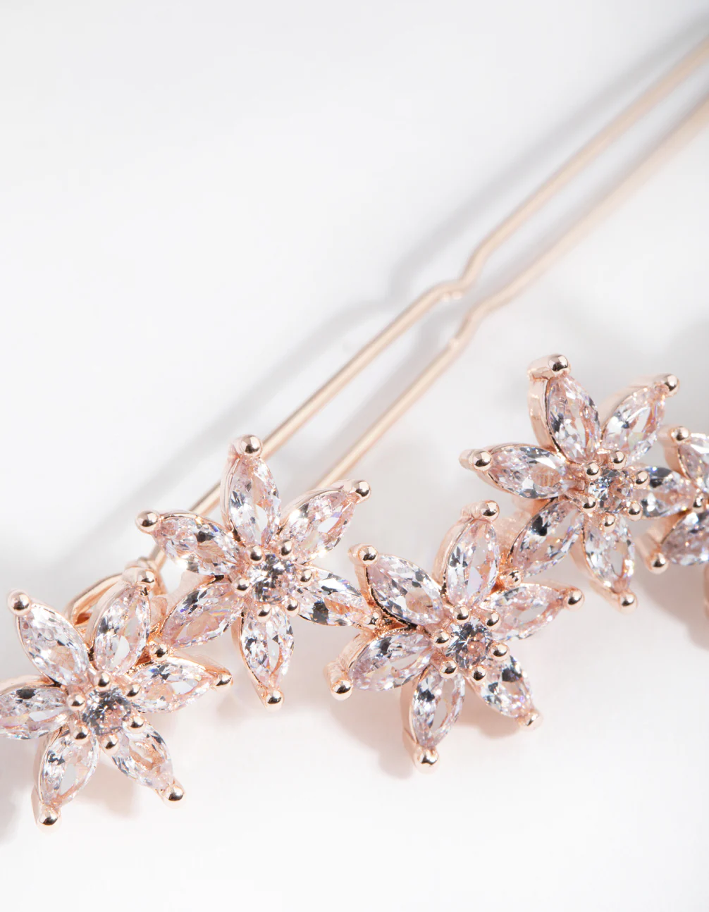 Rose Gold Cubic Zirconia Flower Clip - Image 3
