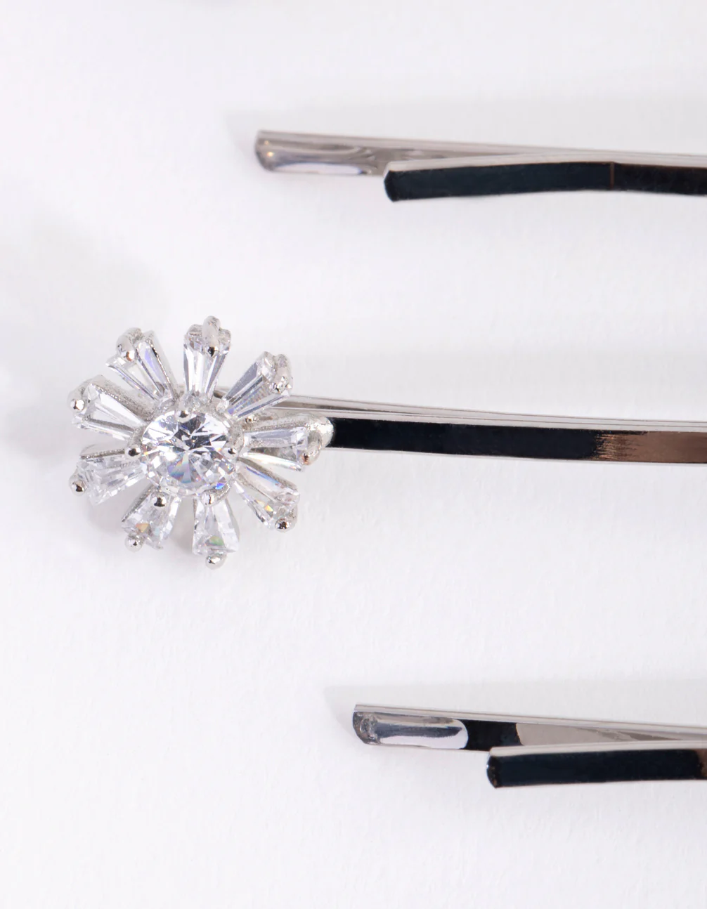 Silver Cubic Zirconia Flower & Butterfly 4-Pack Clip - Image 3