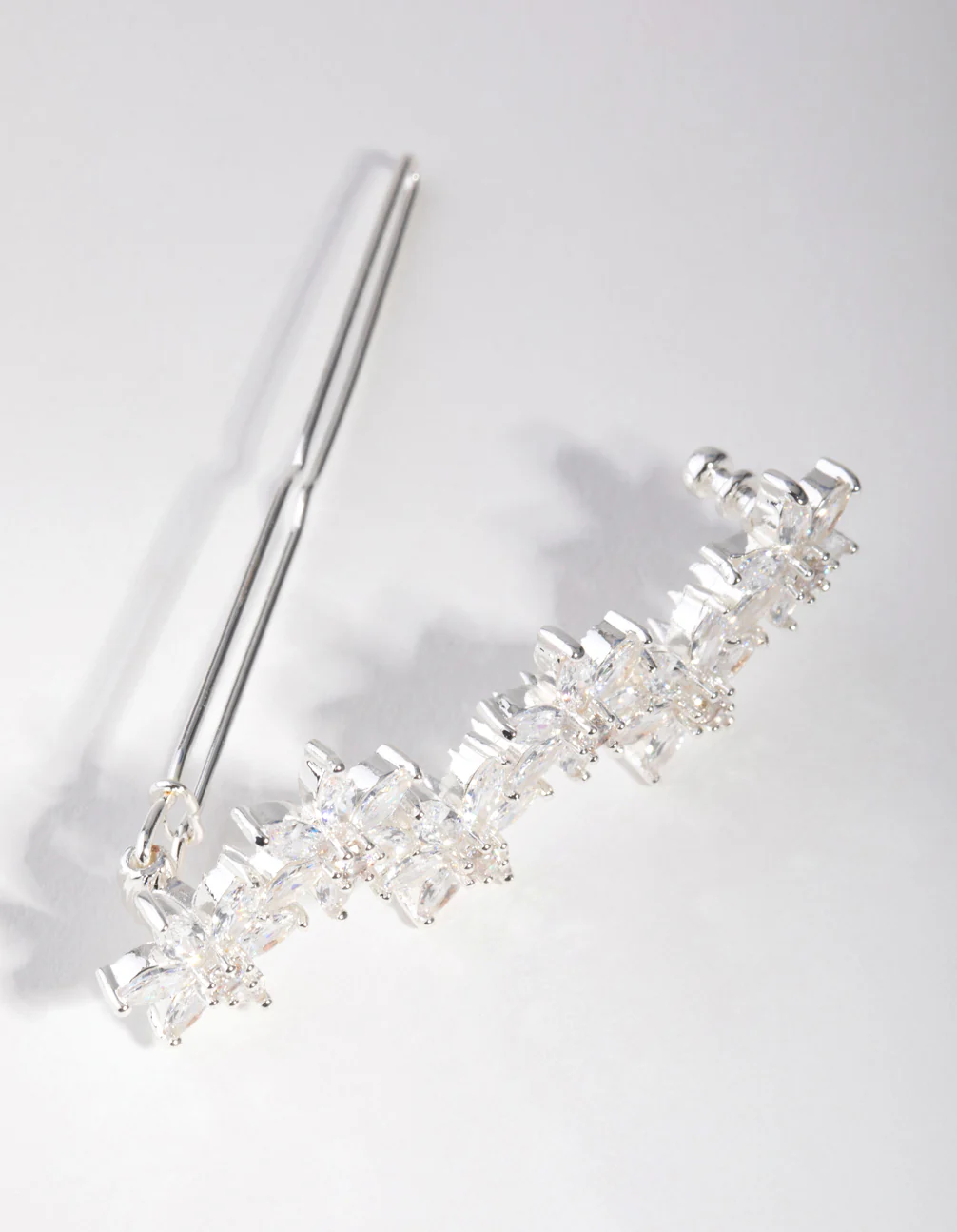 Silver Cubic Zirconia Flower Clip - Image 2