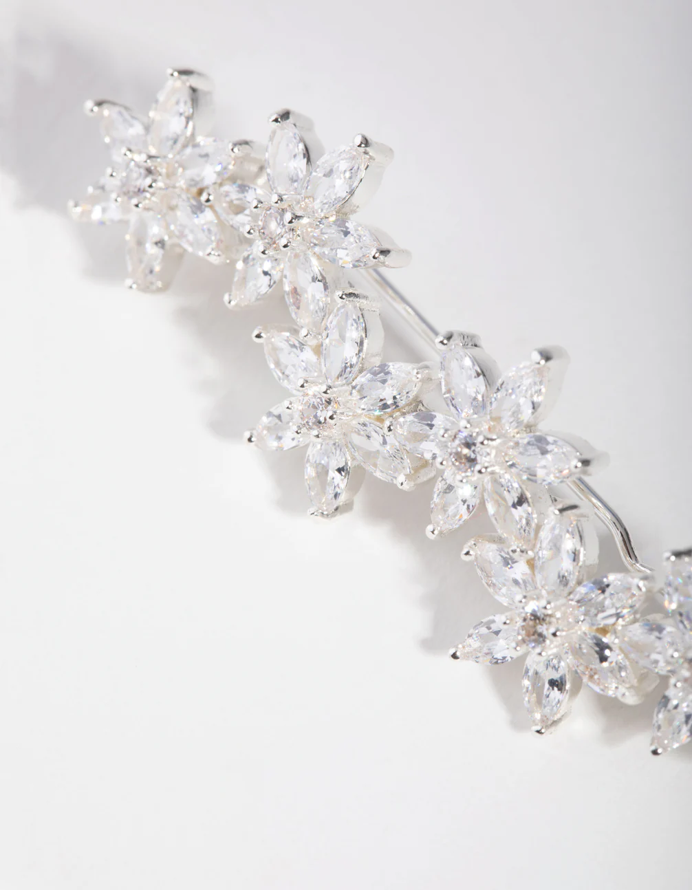 Silver Cubic Zirconia Flower Clip - Image 3