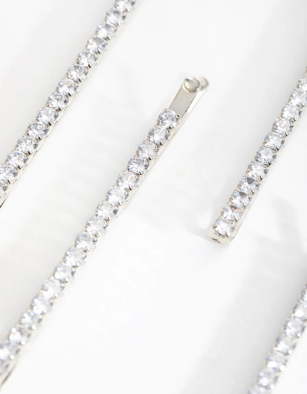 Silver Cubic Zirconia Simple Hair Slide 4-Pack - Image 2