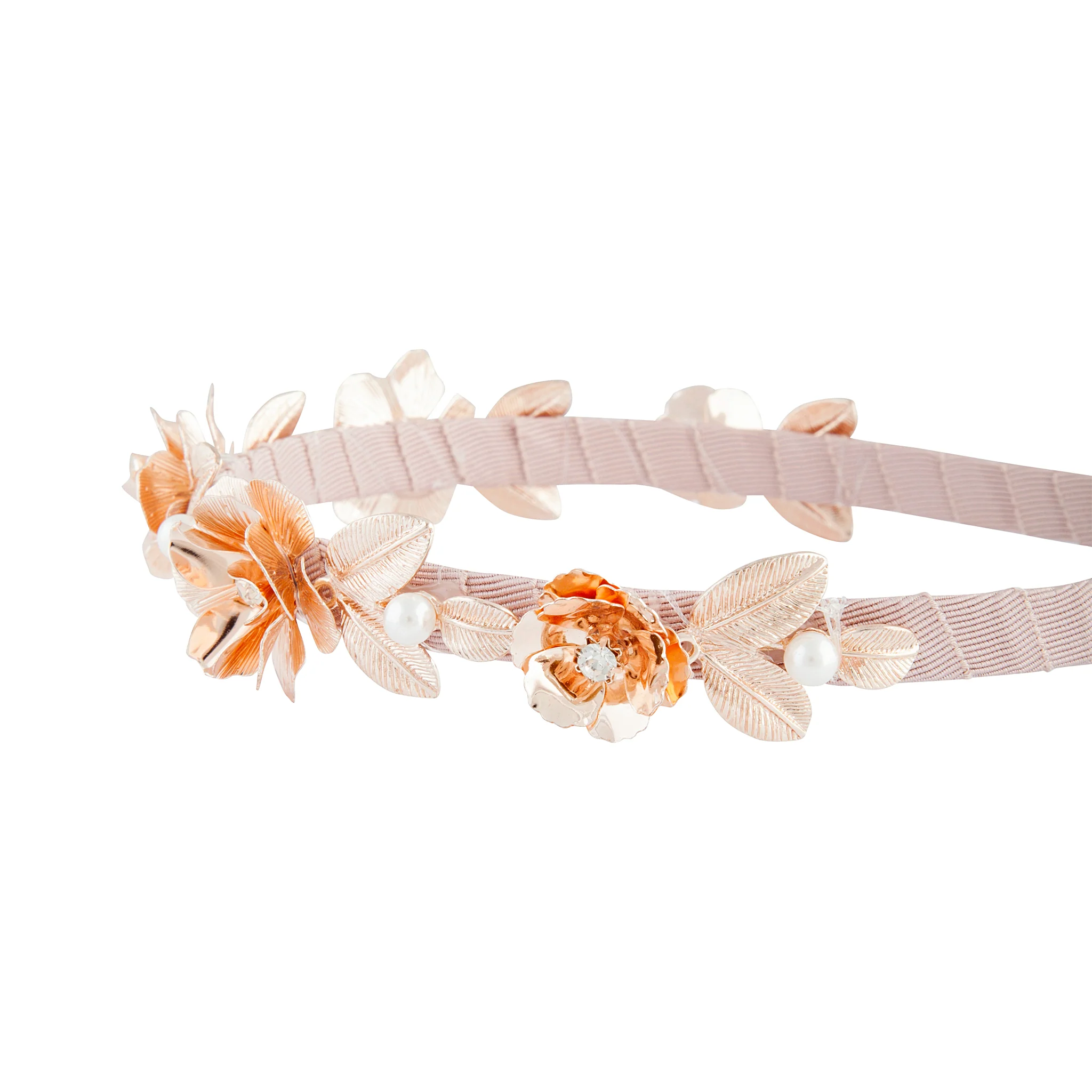 Floral Pearl Headband in Pink & Rose Gold - Image 2