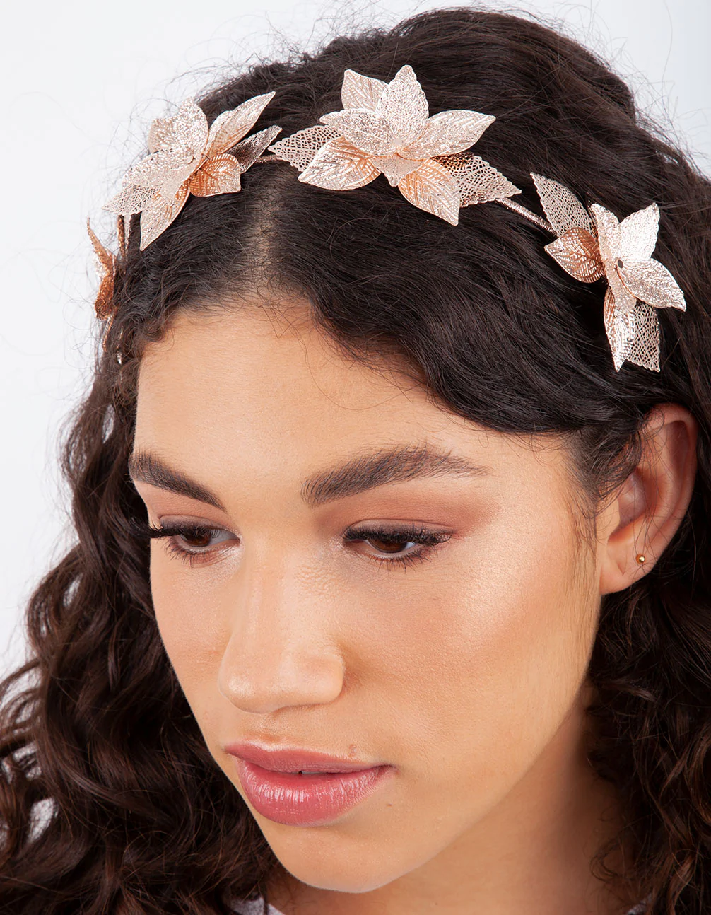 Rose Gold Cluster Leaf Headband - Image 2