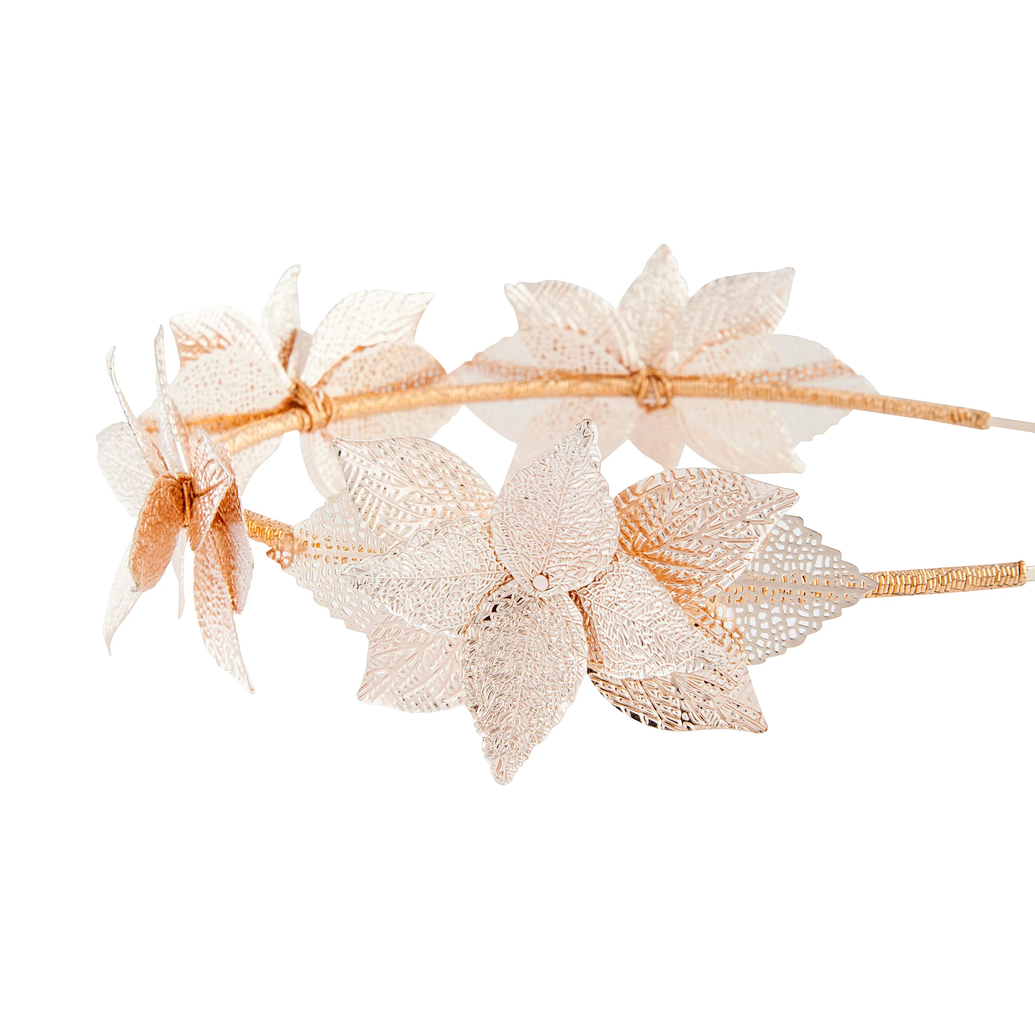 Rose Gold Cluster Leaf Headband - Image 3