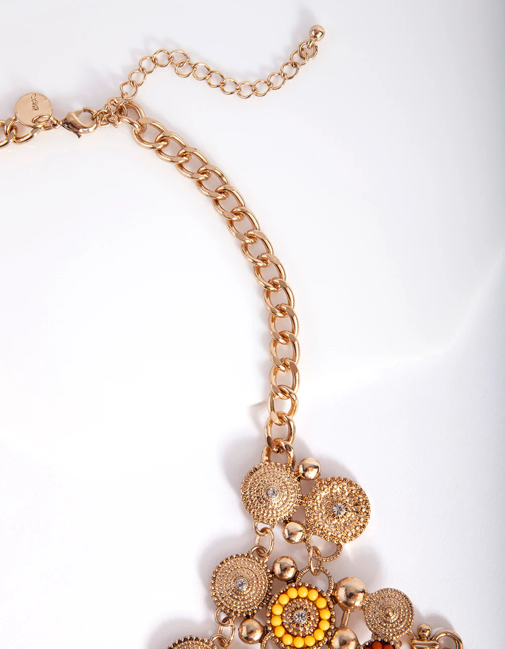 Antique Gold Bohemian Disc Statement Necklace - Image 3