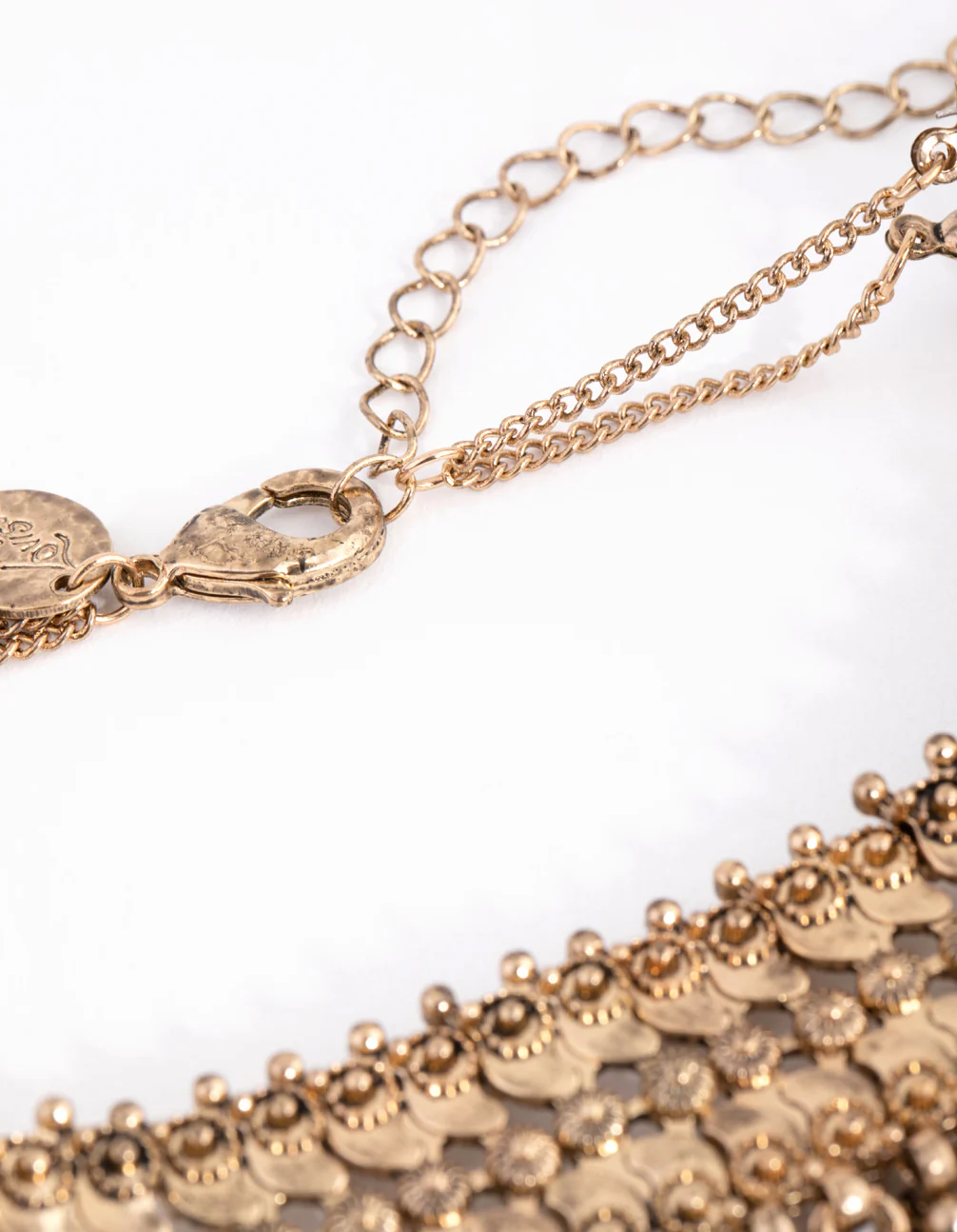 Antique Gold Mesh Chain Choker - Image 3
