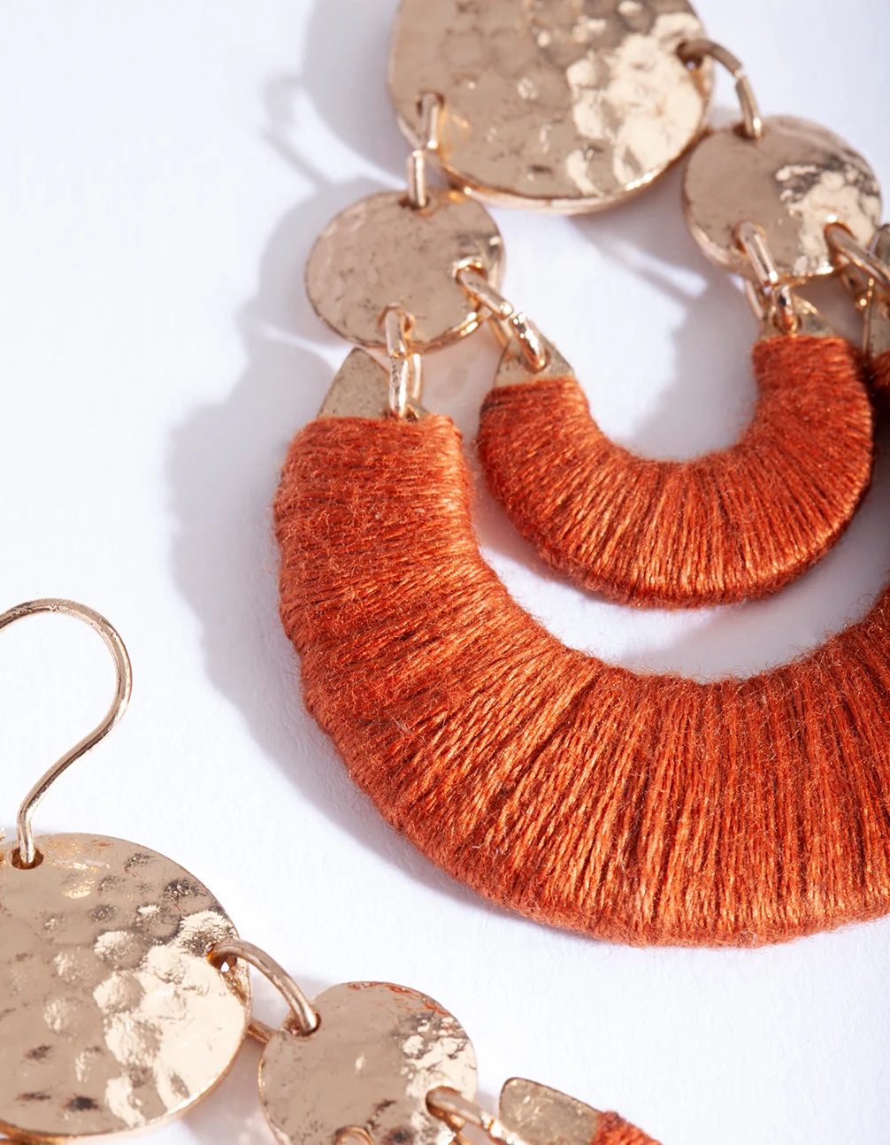 Gold Thread Wrap Drop Earrings - Image 3