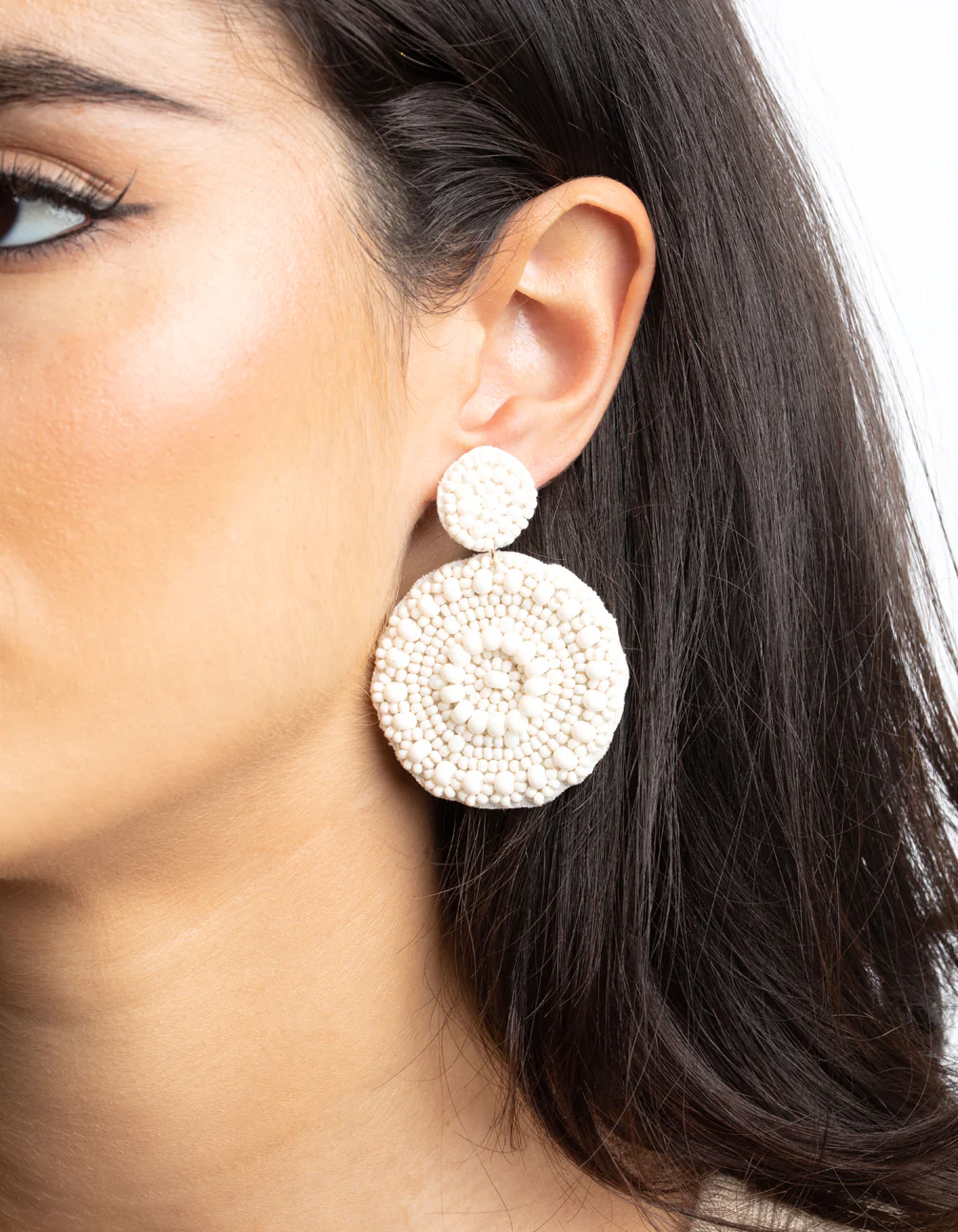 Natural Beaded Drop Earrings - Image 2