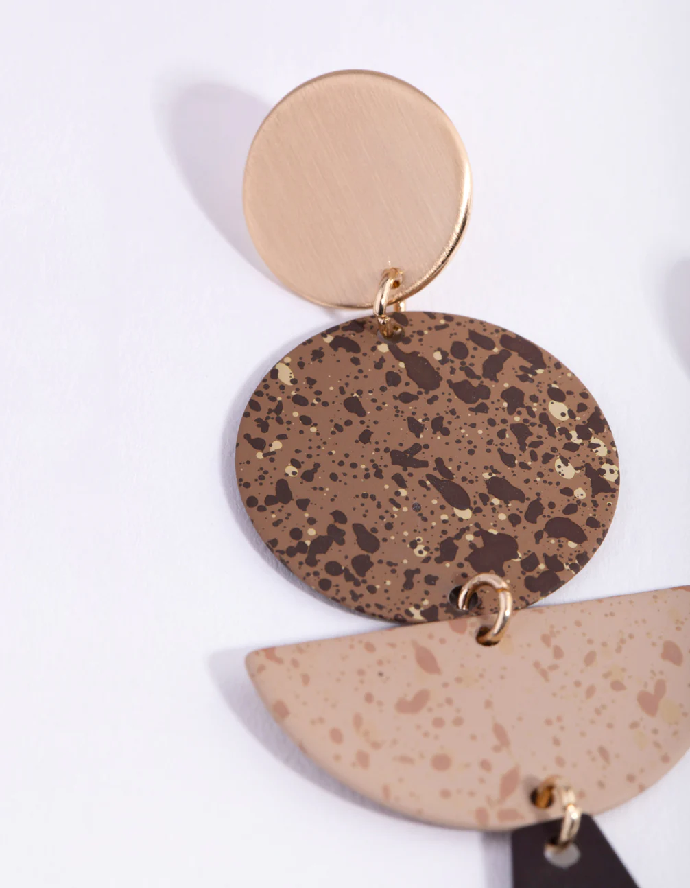 Brushed Gold Decorated Geometric Drop Earrings - Image 4