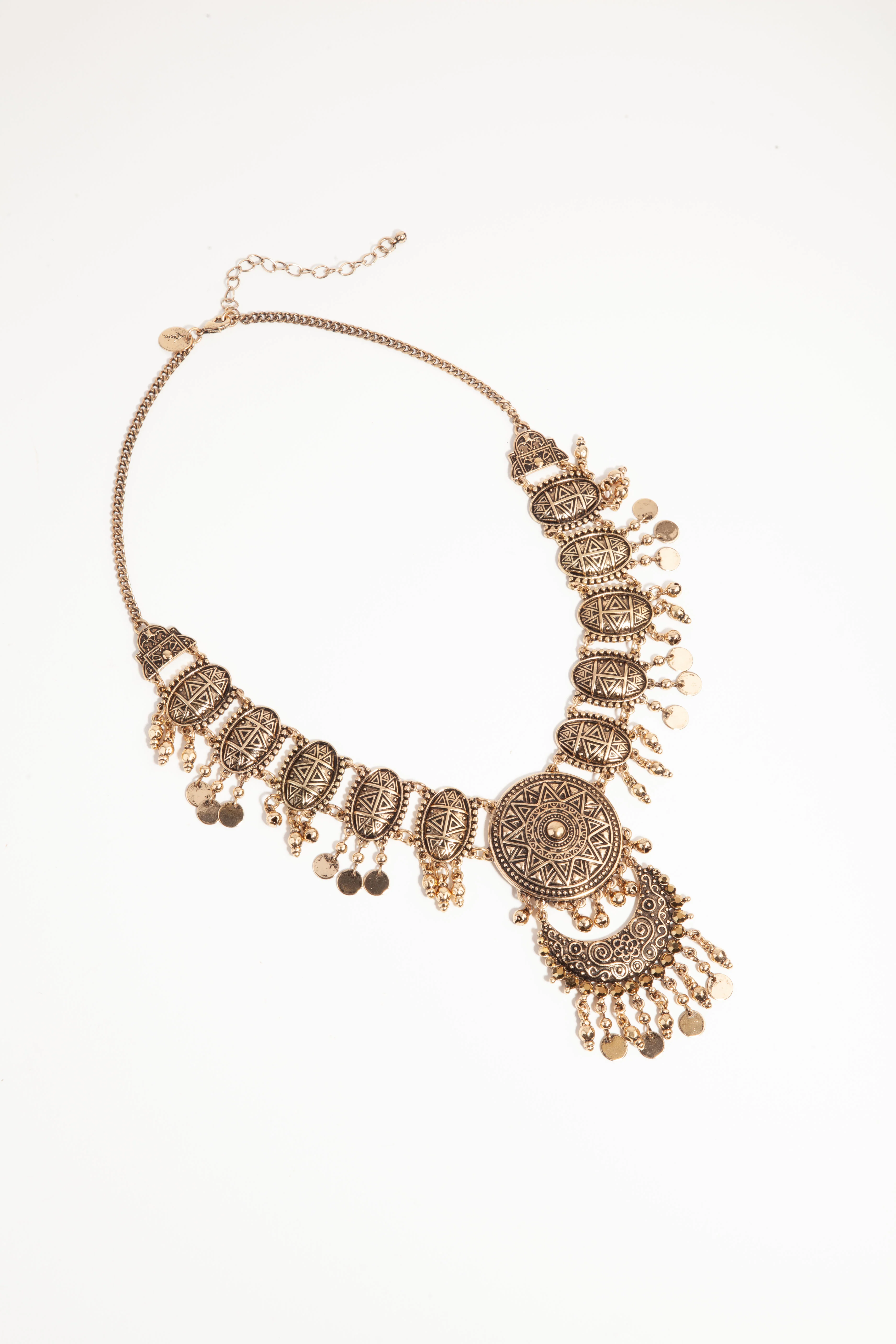 Burnished Gold Boho Bead Drop Necklace - Image 2