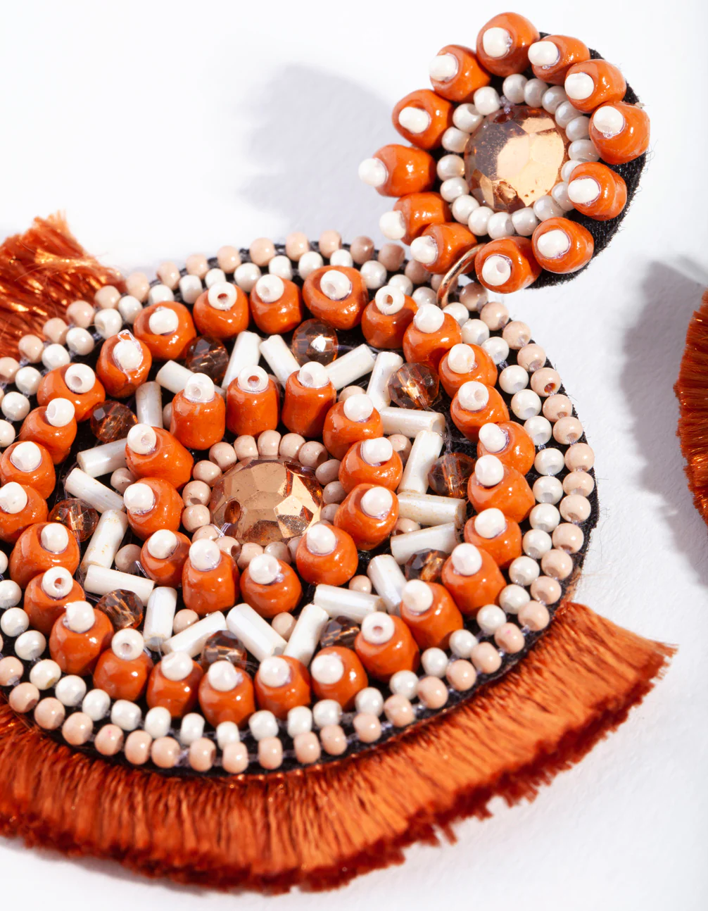 Orange Bright Disc Tassel Earrings - Image 3