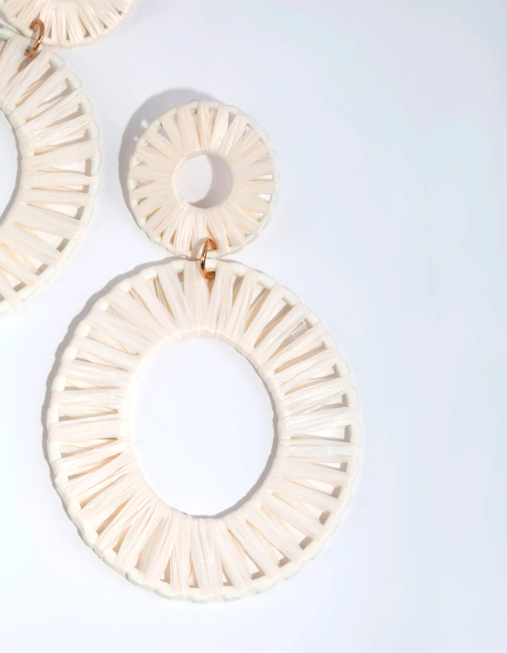 Fabric Raffia Double Disc Drop Earrings - Image 3