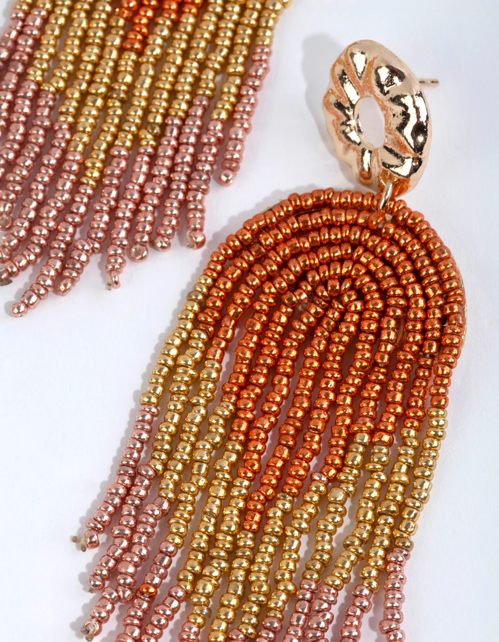 Bronze Beaded Waterfall Drop Earrings - Image 3