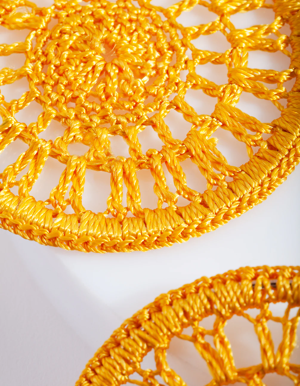 Yellow Crochet Hoop Earrings - Image 5