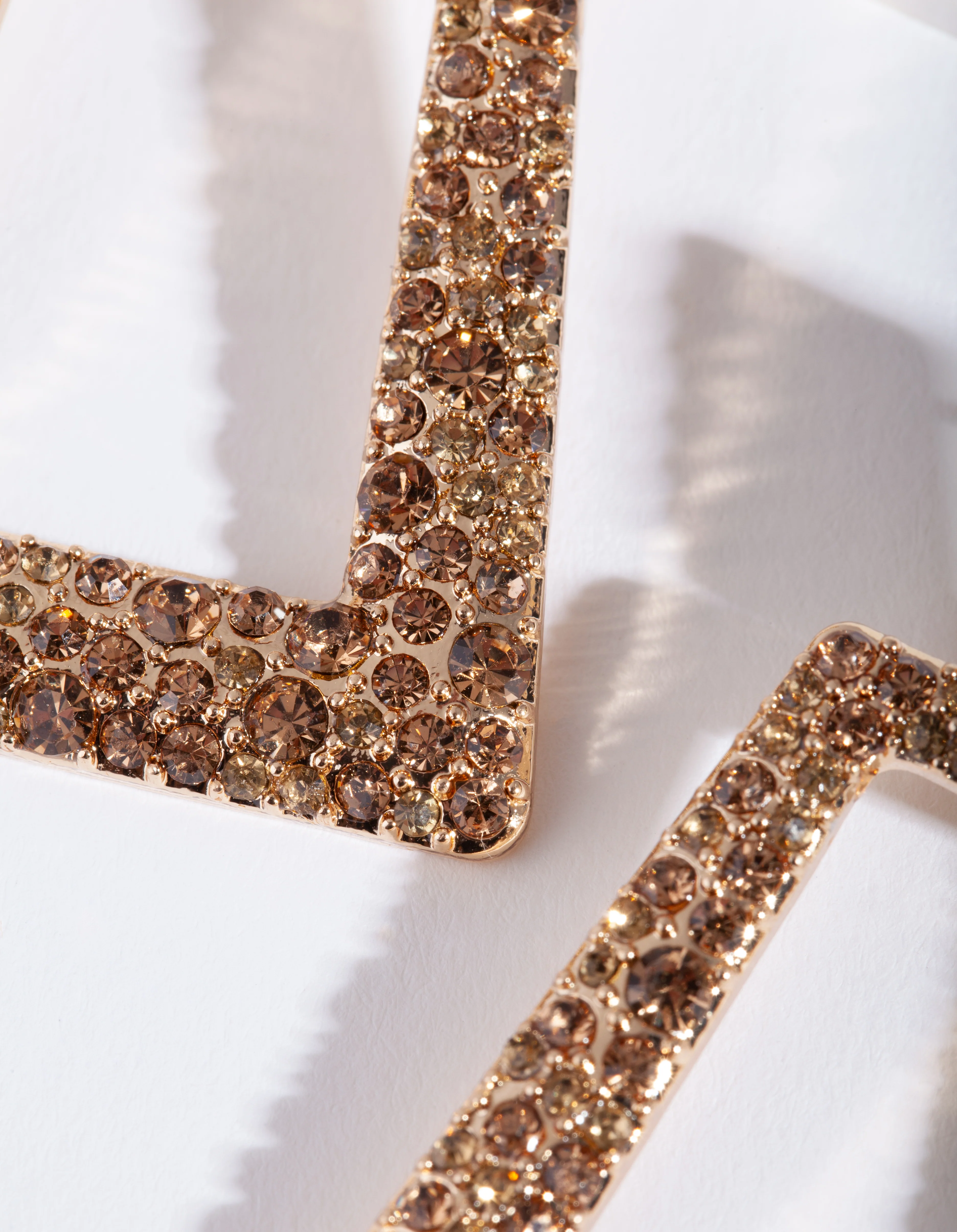 Gold Diamante Trapeze Earrings - Image 3