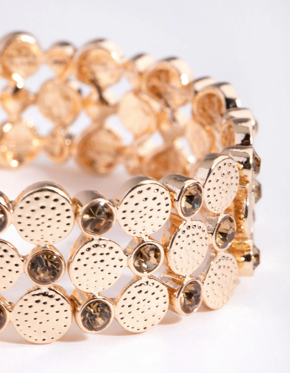 Gold Disc Diamante Stretch Bracelet - Image 2