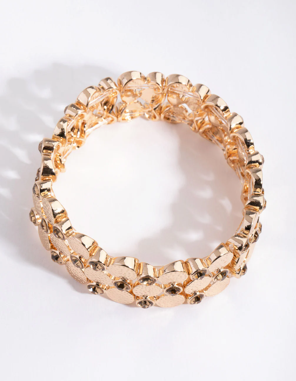 Gold Disc Diamante Stretch Bracelet - Image 3