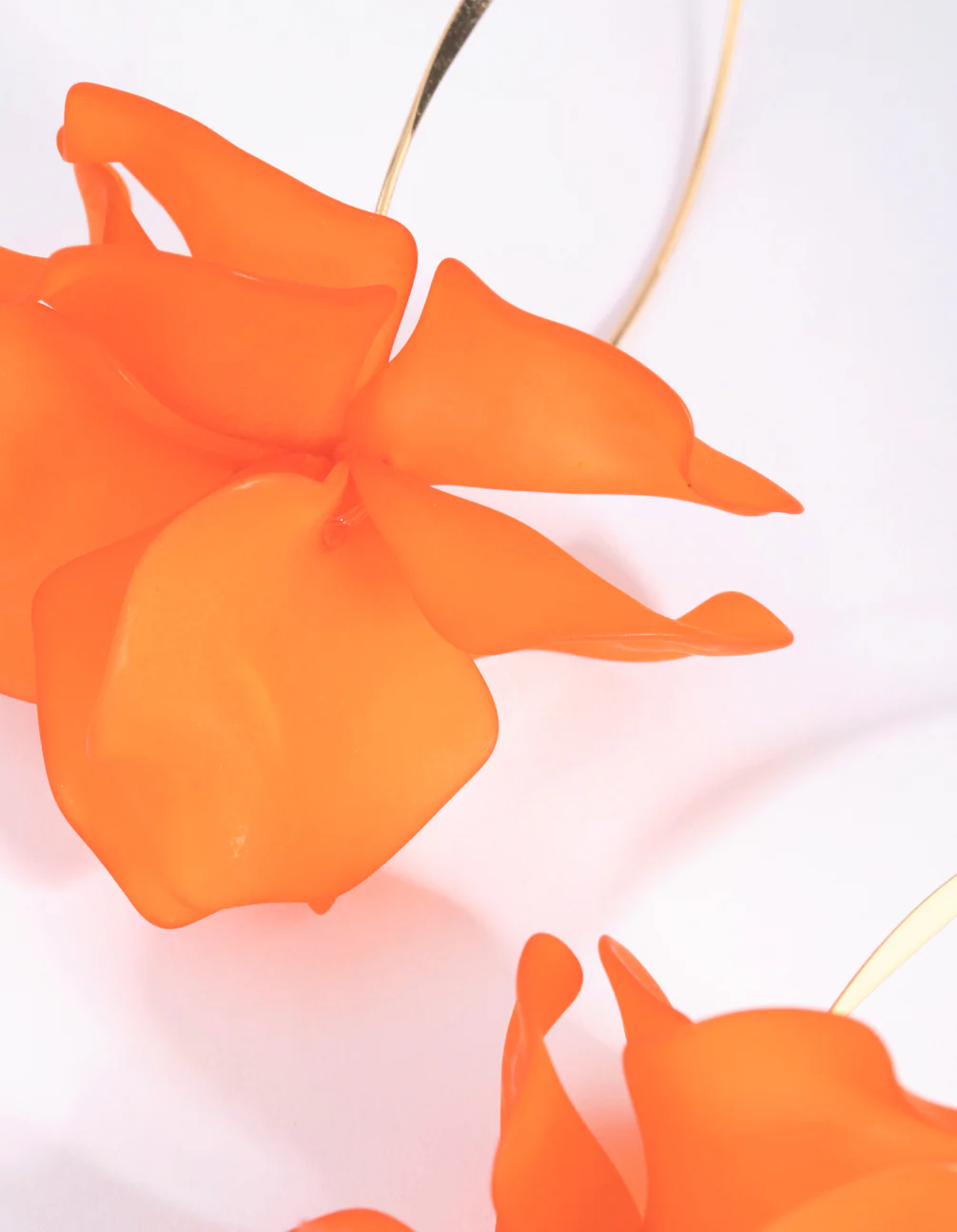 Orange Frosted Flower Drop Earrings - Image 3