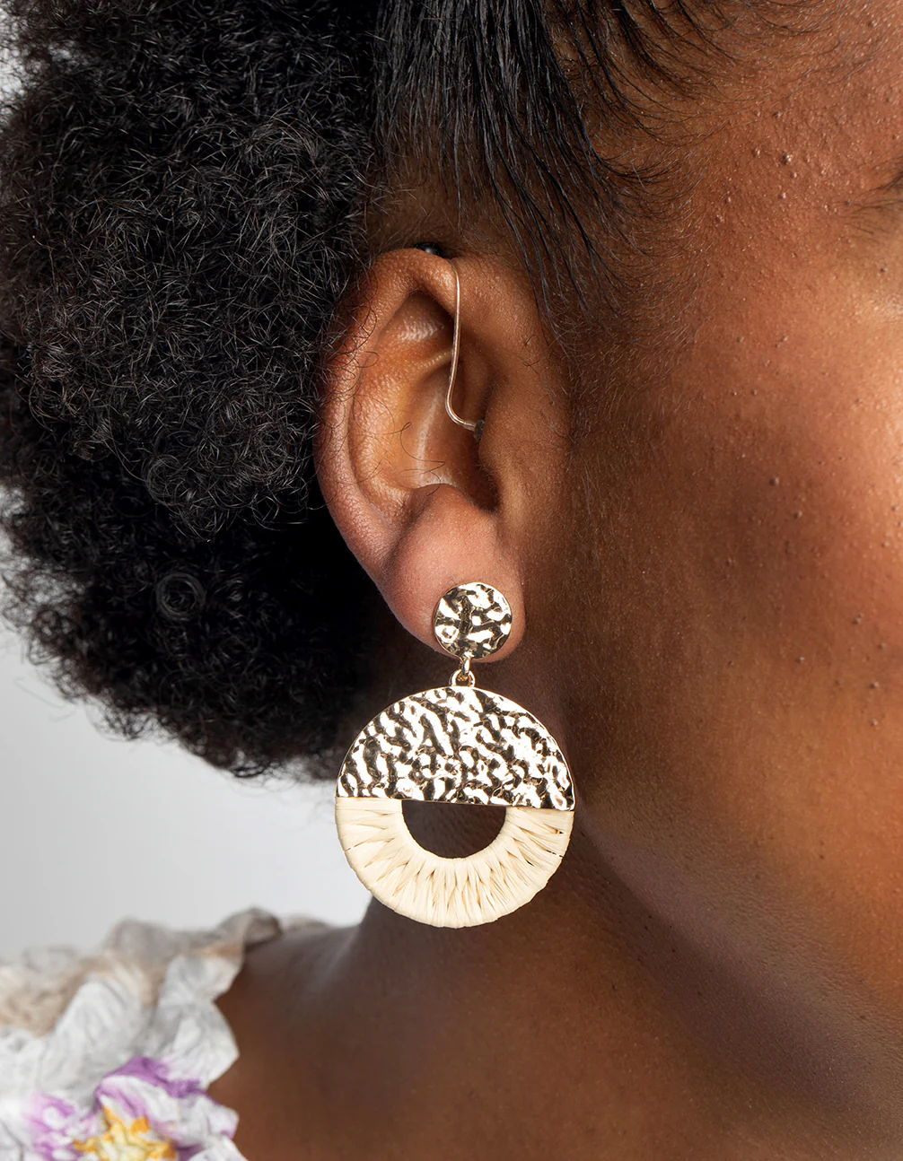 Cream Raffia Drop Earrings - Image 2