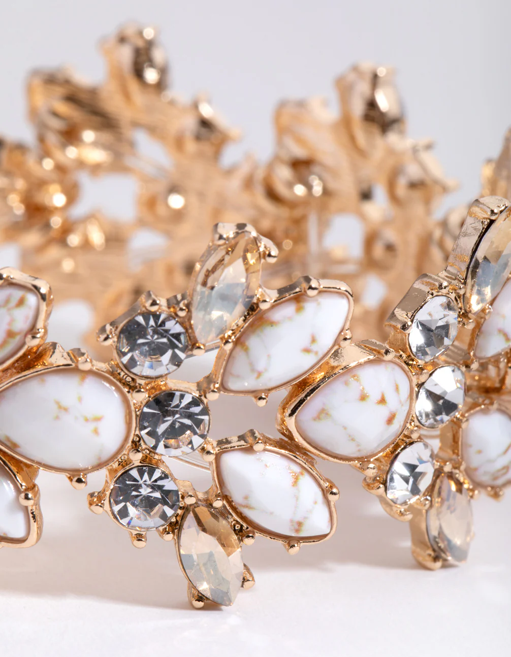 Gold Navette Stone Stretch Bracelet - Image 3