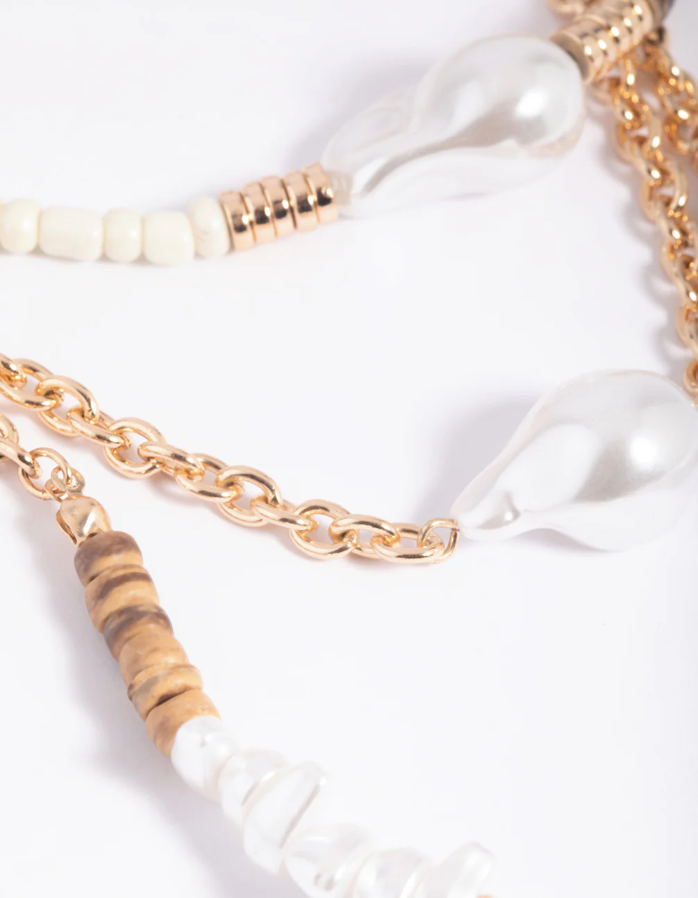 Gold Pearl Fob Layered Necklace - Image 3