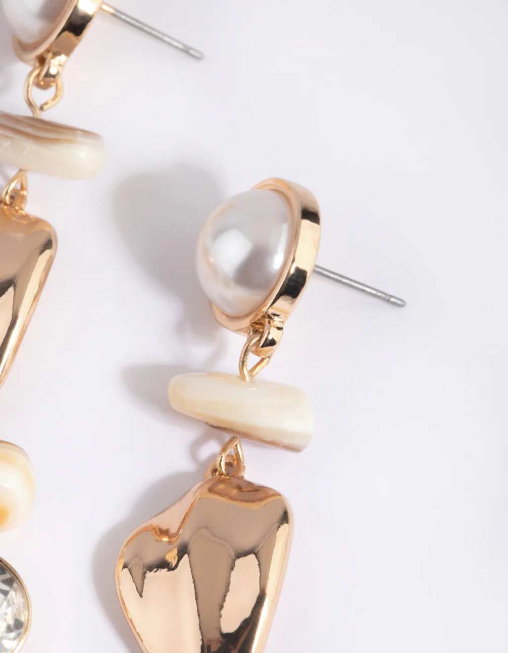 Mixed Pearl Bead & Diamante Drop Earrings - Image 3