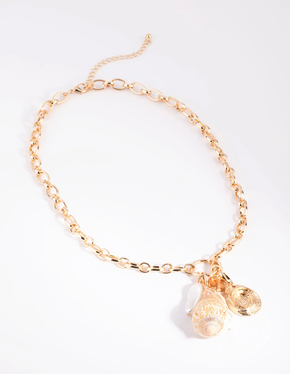 Gold Shell & Pearl Pendant Necklace - Image 3