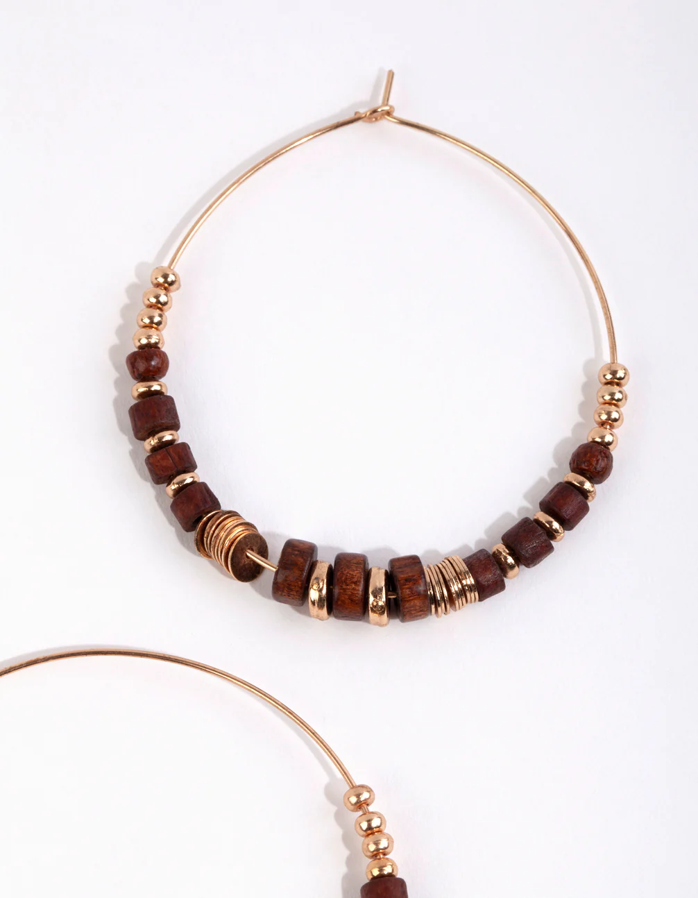 Gold Wide Beaded Hoop Earrings - Image 2