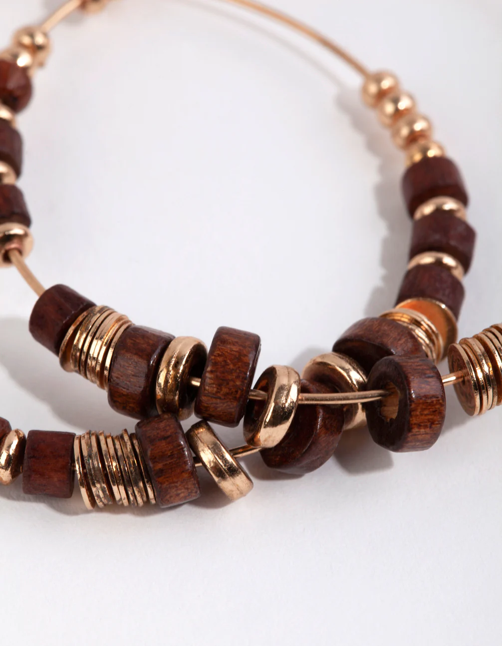 Gold Wide Beaded Hoop Earrings - Image 3