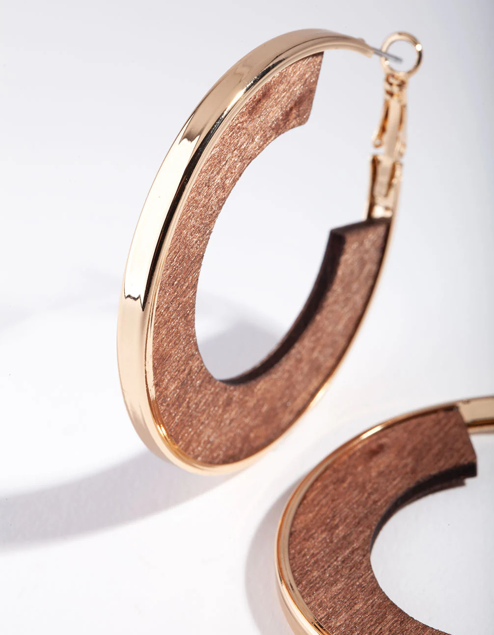 Gold Wooden Inner Hoop Earrings - Image 2