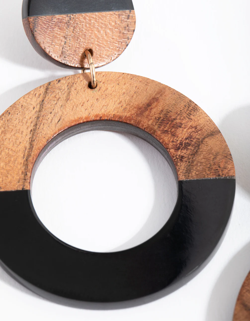 Acrylic & Wood Drop Earrings - Image 2