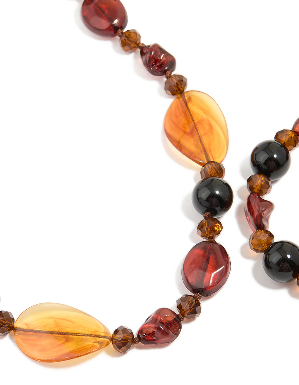 Brown Acrylic & Black Beaded Necklace - Image 2