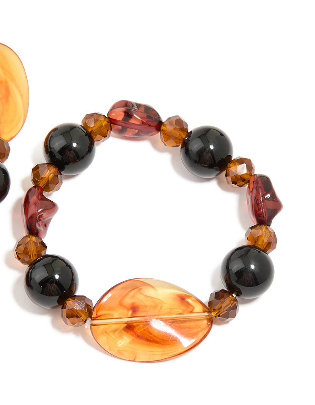 Brown Acrylic & Black Beaded Necklace - Image 3