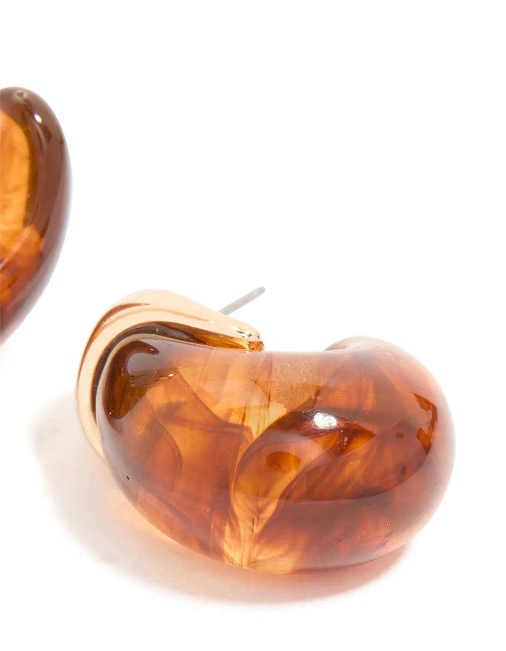 Brown Acrylic Chunky Curved Stud Earrings - Image 5