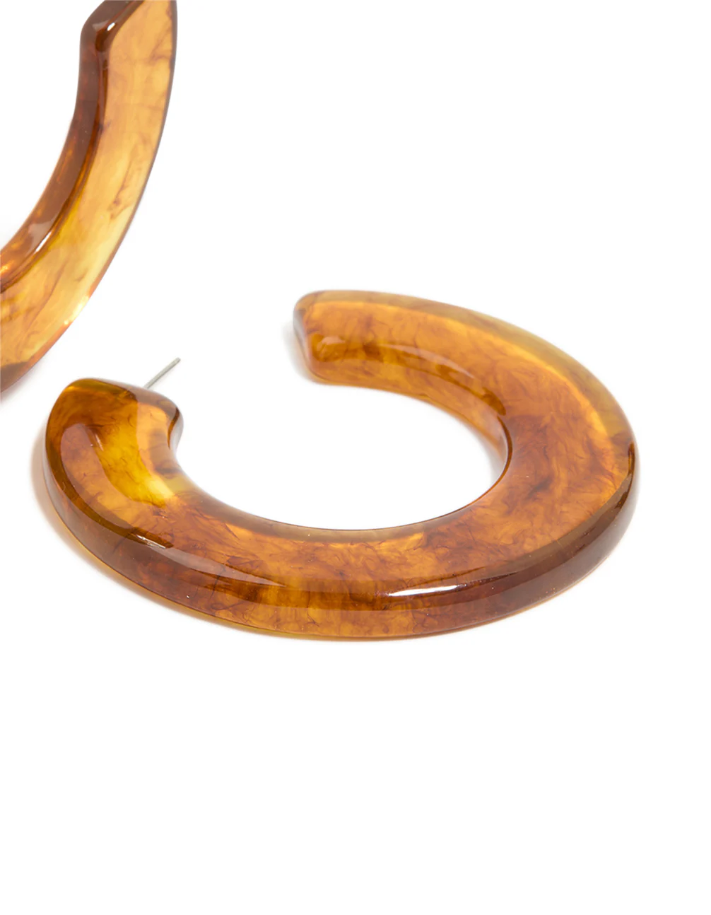 Brown Acrylic Chunky Medium Hoop Earrings - Image 5