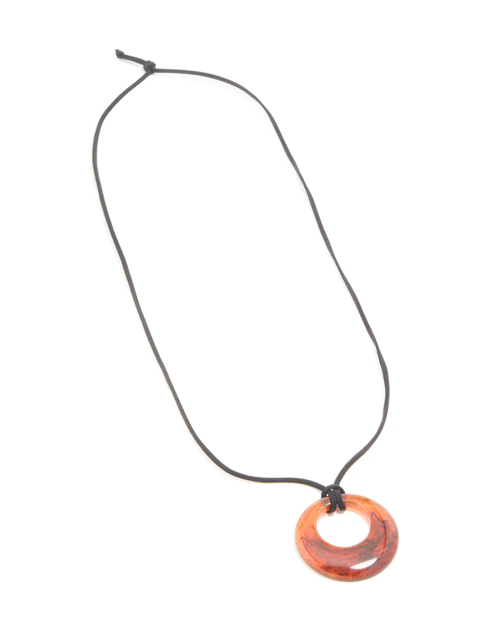 Brown Acrylic Dainty Circle Pendant Cord Necklace - Image 2