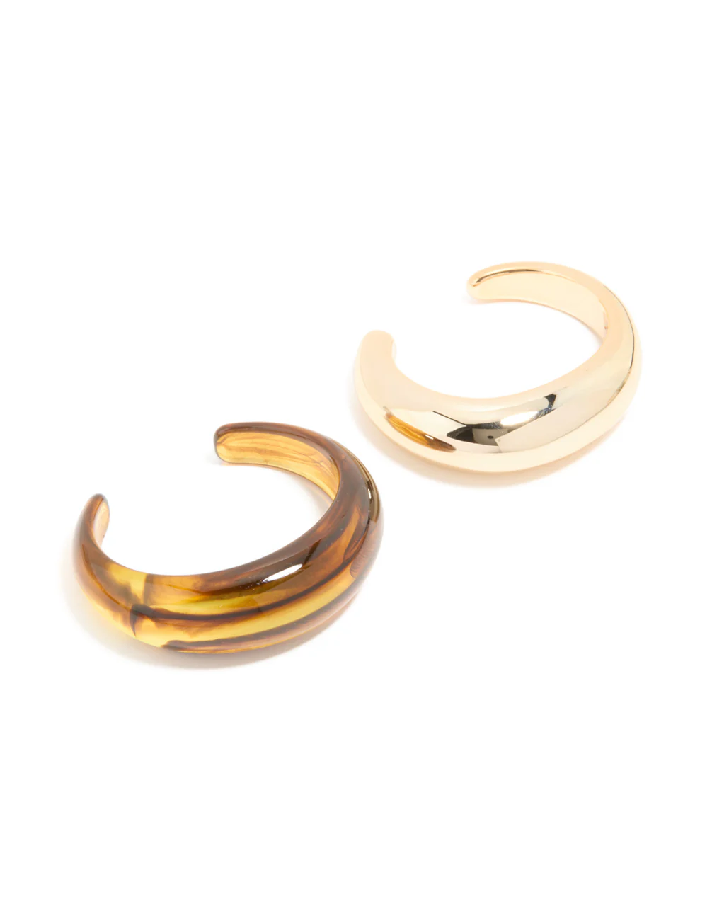 Brown Acrylic & Gold Wrist Cuffs 2-Pack - Image 2