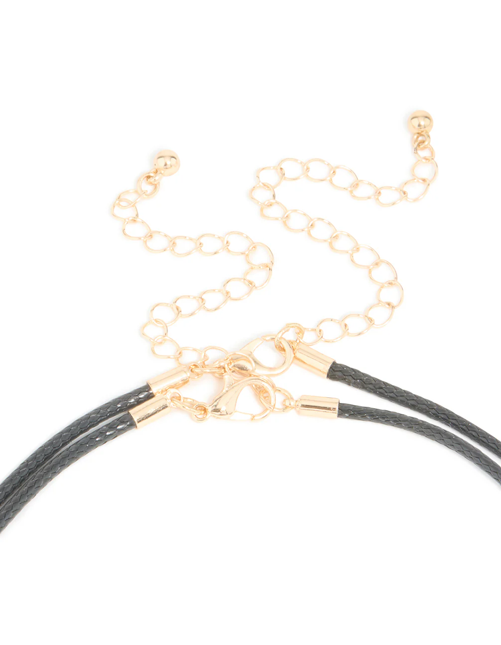 Brown Acrylic Pebble Cord Layered Necklace - Image 3
