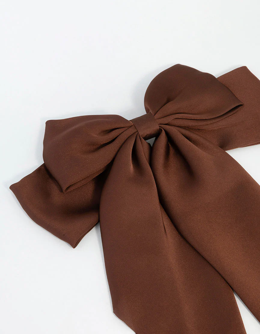 Brown Fabric Drop Bow Clip - Image 2