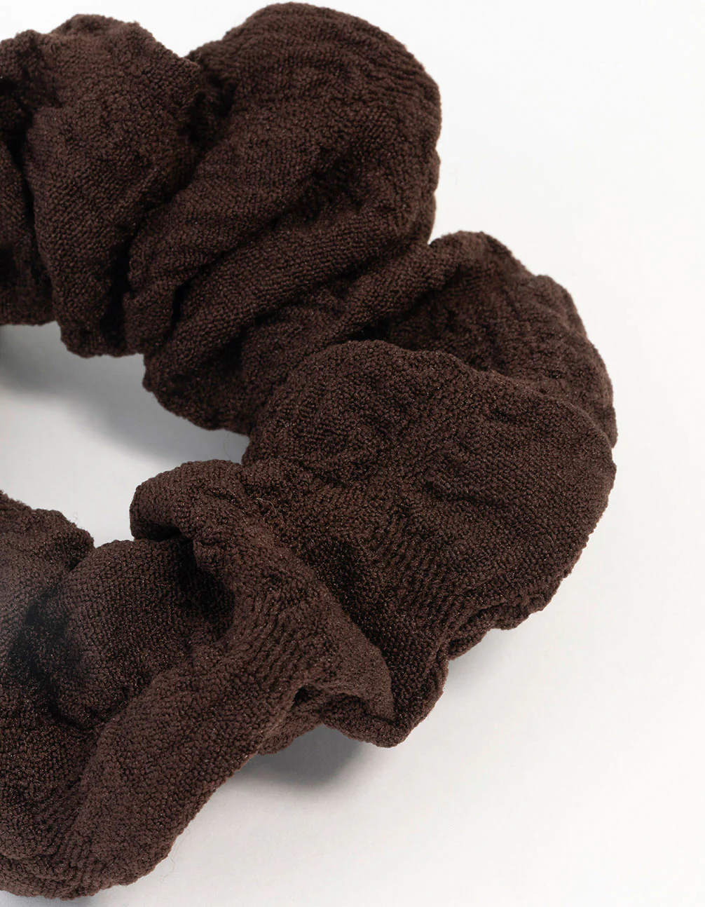 Brown Fabric Seersucker Scrunchie - Image 2