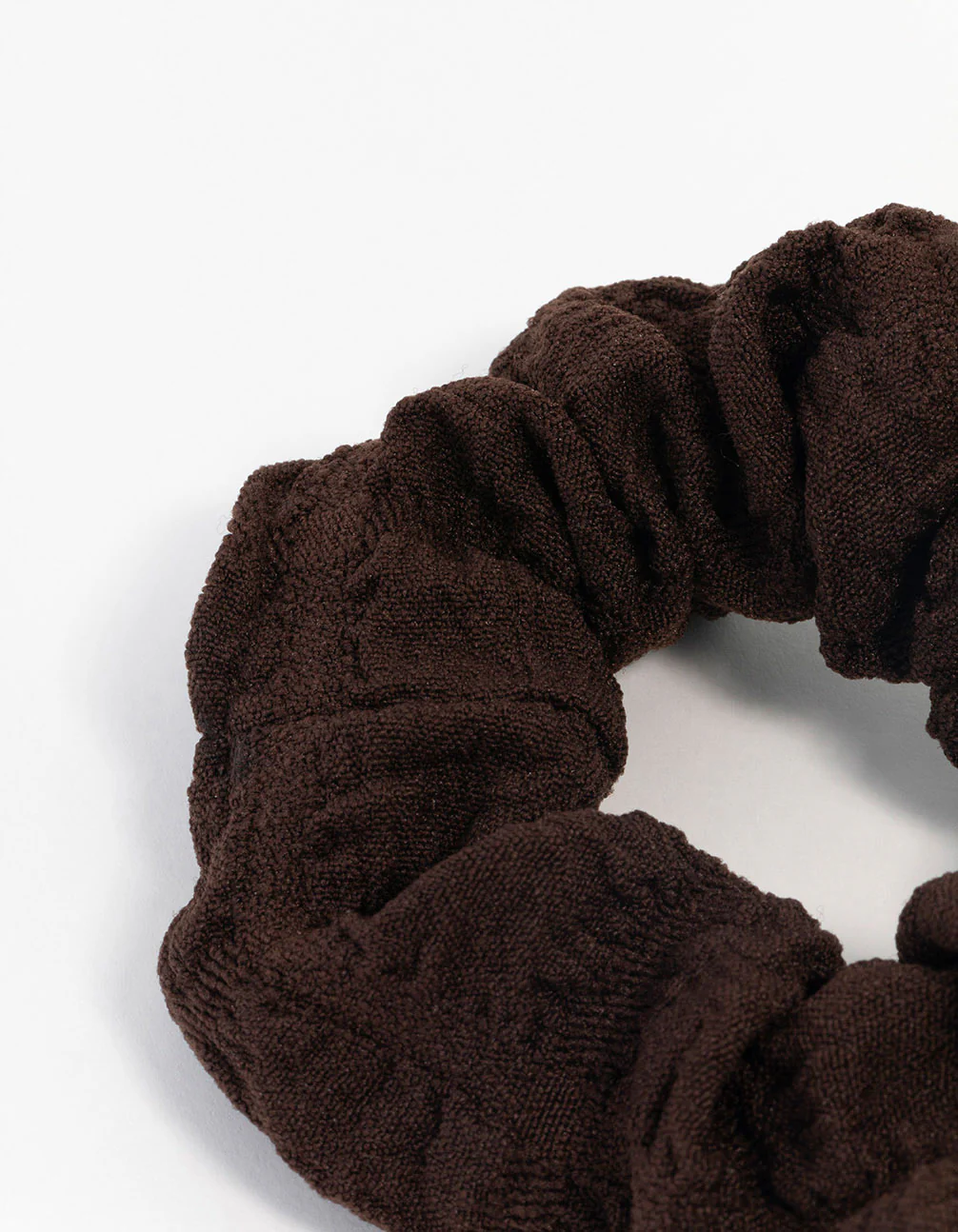 Brown Fabric Seersucker Scrunchie - Image 3