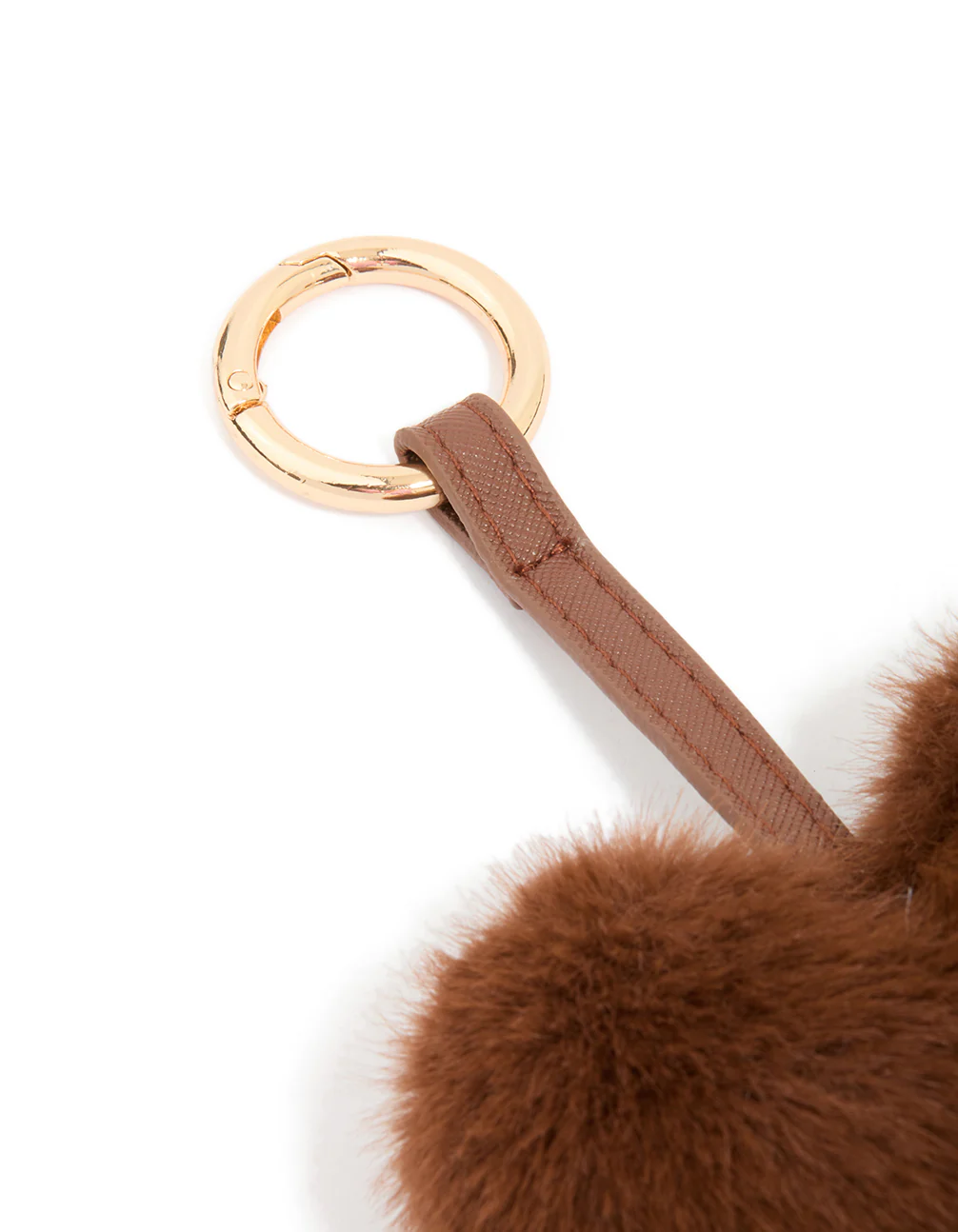 Brown Fluffy Fabric Heart Key Chain - Image 2