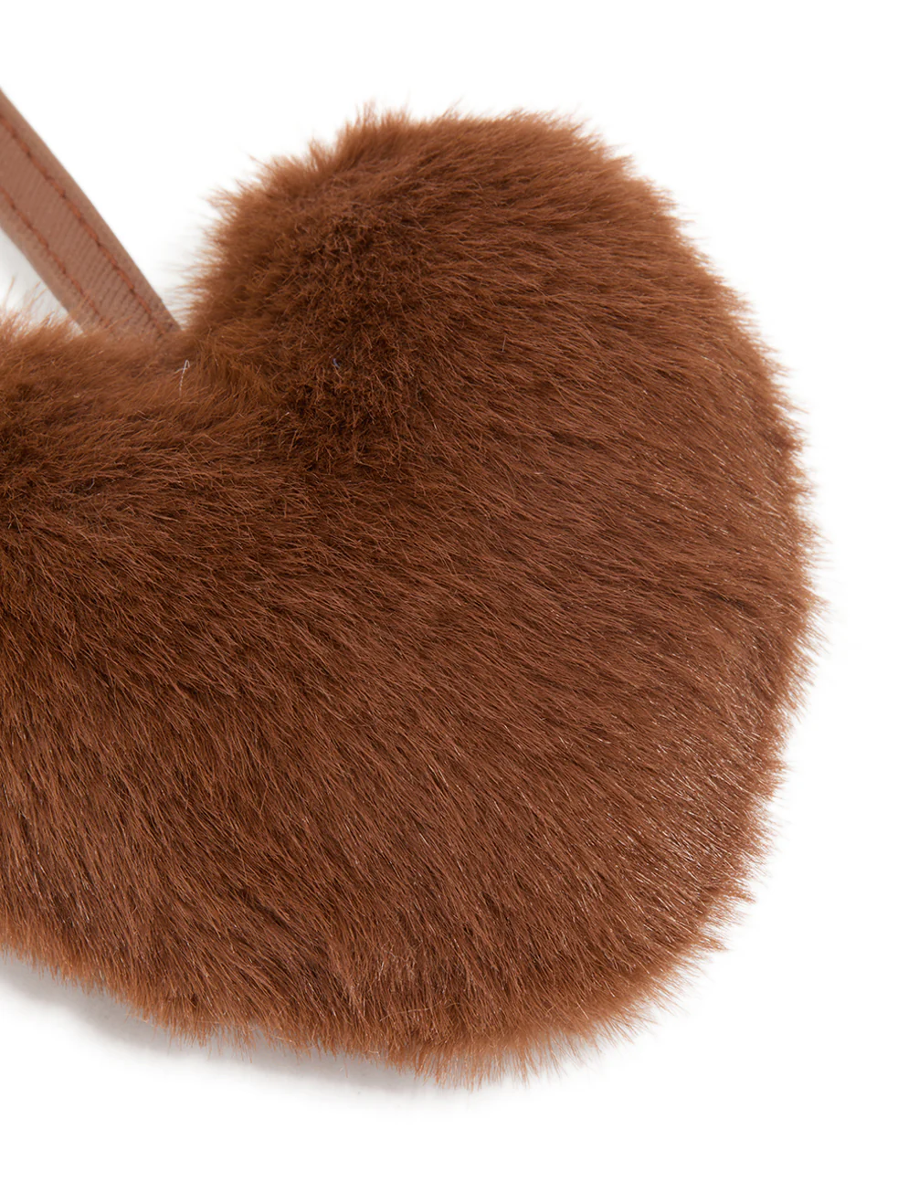 Brown Fluffy Fabric Heart Key Chain - Image 3