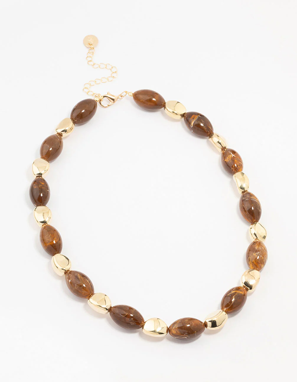 Brown Pearl & Gold Beaded Necklace - Image 2
