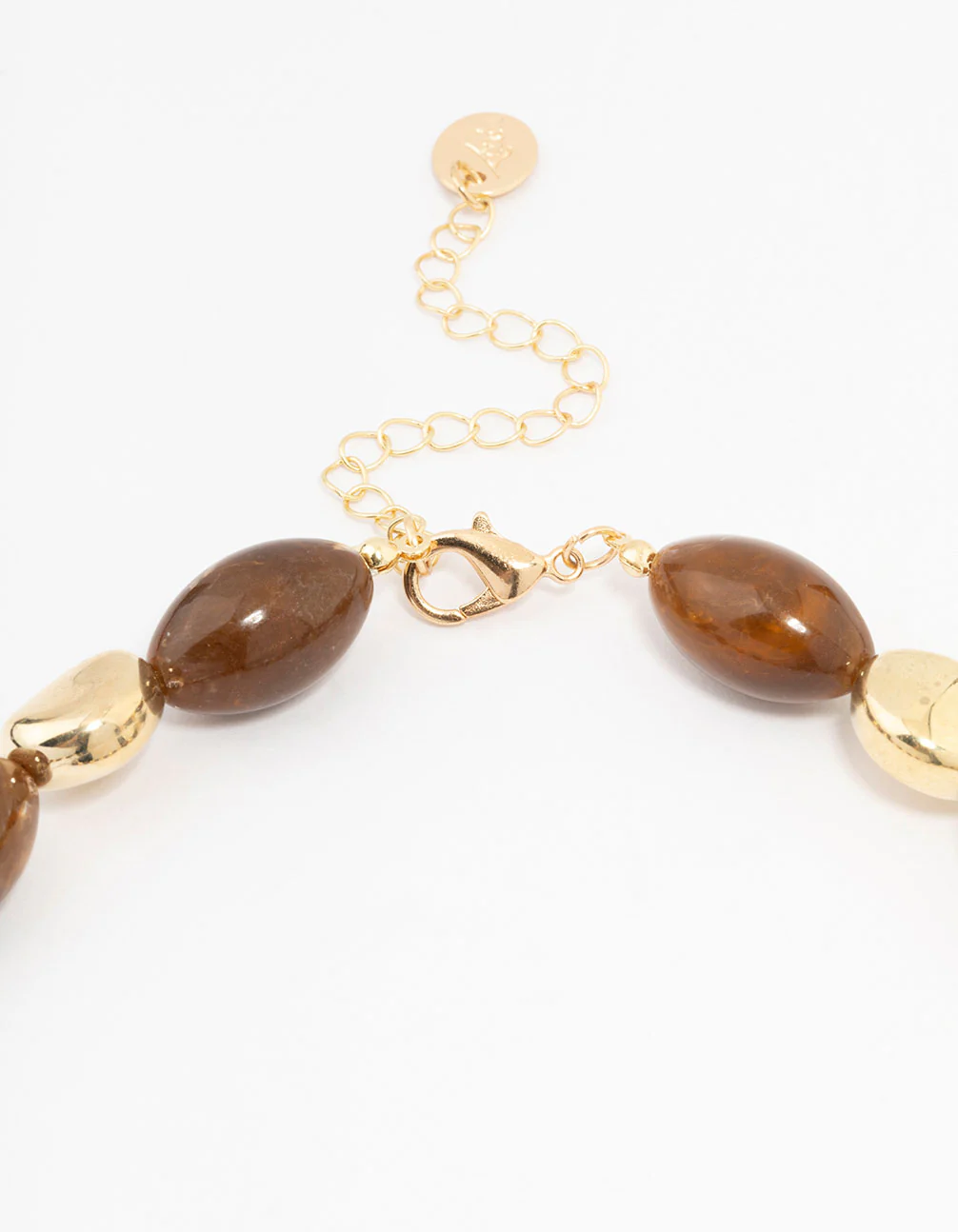 Brown Pearl & Gold Beaded Necklace - Image 3
