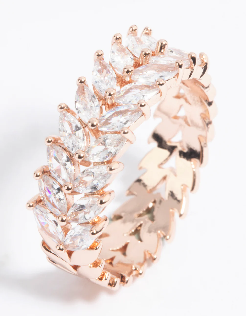 Rose Gold Plated Cubic Zirconia Navette Ring - Image 2